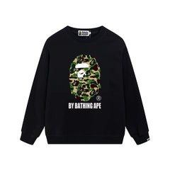 BAPE Green Camo Ape Head Crewneck Sweatshirt Black