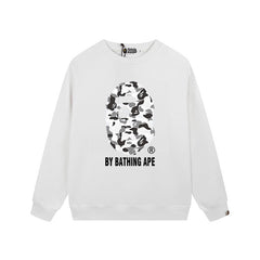 BAPE Grey Camo Ape Head Crewneck Sweatshirt White