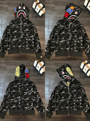 BAPE Shark Camo Full Zip Hoodie Black
