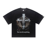 ONSEVENINE Grasping Hands Cross Graphic Tee