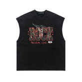 ONSEVENINE "Rock Never Give Up 85" Acid-Wash Sleeveless Tee