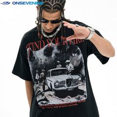 ONSEVENINE "Find Your Fire" Vintage Car Graphic Tee