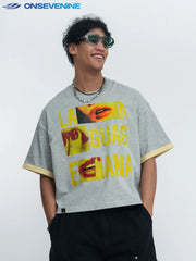 ONSEVENINE "Language" Collage Graphic Tee