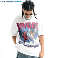 ONSEVENINE "VIVGEA" Devil and Angel Graphic Tee