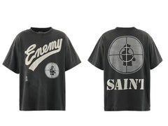 Saint Michael "Enemy" & Target Graphic Vintage T-Shirt - Black