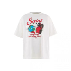 Saint Michael "Saint FTW" Devil & Earth Graphic Vintage T-Shirt - Off-White