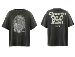 Saint Michael "ETERNAL" Portrait & Text Vintage T-Shirt - Black