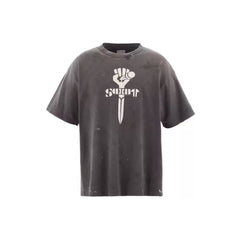 Saint Michael Fist & Sword Logo Vintage T-Shirt - Black
