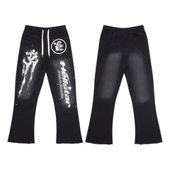 HELLSTAR Black Graphic Flare Sweatpants