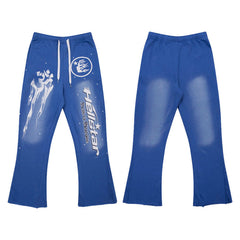 HELLSTAR Space Graphic Wide Leg Sweatpants Blue