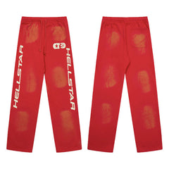HELLSTAR Logo Print Sweatpants Red Streetwear