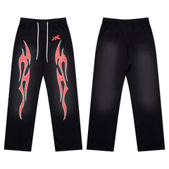 HELLSTAR Flame Graphic Sweatpants Black