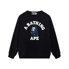 BAPE Blue Camo Ape Head Crewneck Sweatshirt Black