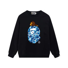 BAPE Blue Camo Ape Head Crewneck Sweatshirt