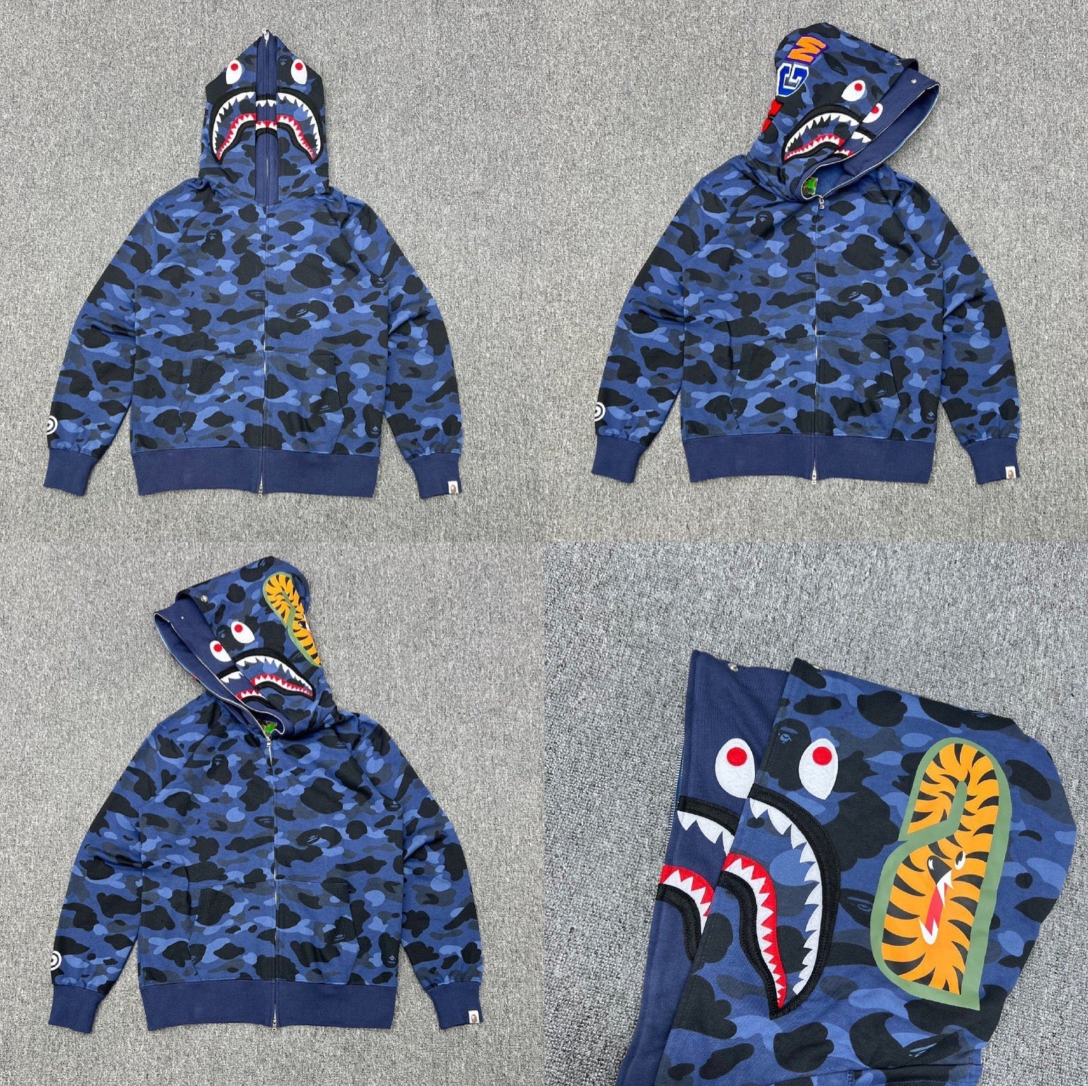 BAPE Shark Camo Full Zip Hoodie Blue Camo