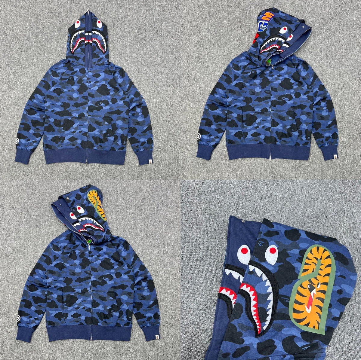 BAPE Shark Camo Full Zip Hoodie Blue Camo