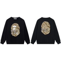A BATHING APE Camo Ape Head Black Crewneck Sweatshirt