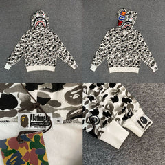 BAPE Shark Full Zip Hoodie White Camo Edition