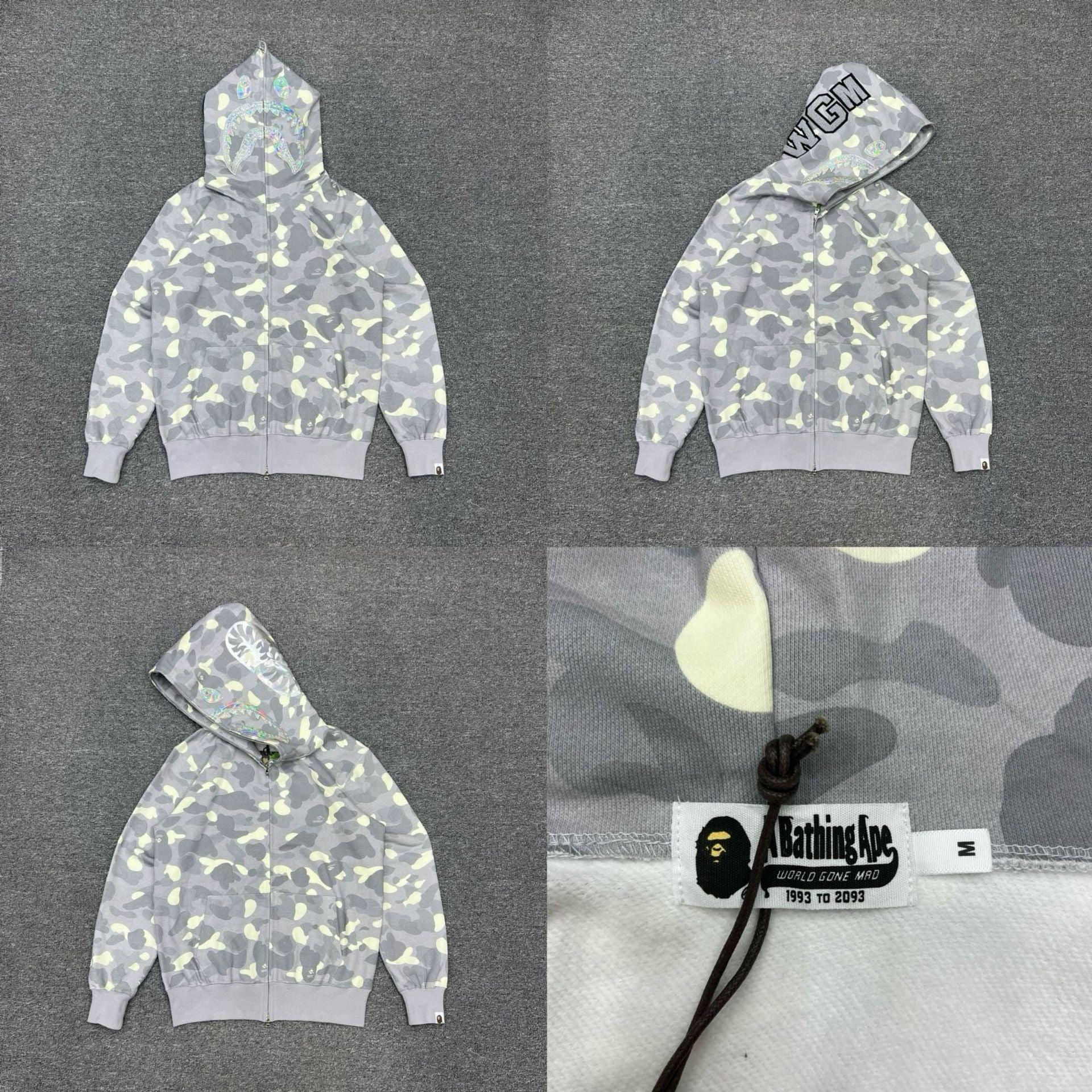 A BATHING APE ABC Camo Shark Full Zip Hoodie Grey