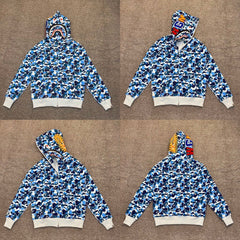BAPE Shark Blue Camo Full Zip Hoodie