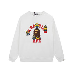 BAPE Minions Ape Head Graphic Crewneck Sweatshirt White