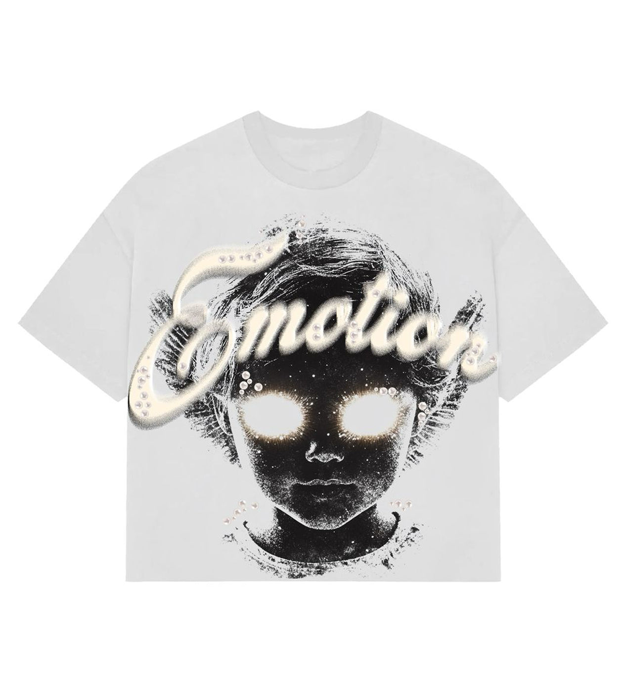 Mixed Emotions Pearl Cropped Tee White