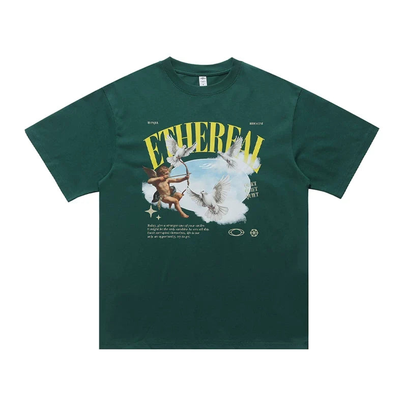 ONSEVENINE "Ethereal" Cherub and Doves Graphic Tee