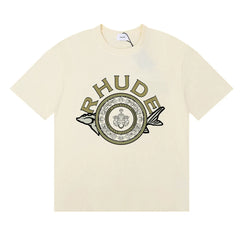 RHUDE Crest & Logo Graphic Print T-Shirt - Cream