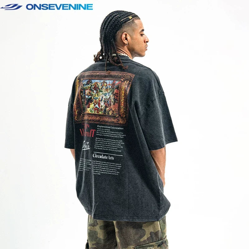 ONSEVENINE Classic Art Framing Back-Graphic Tee