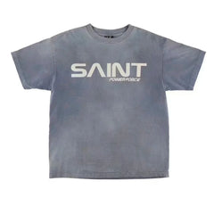 Saint Michael "SAINT POWERFORCE" Vintage T-Shirt - Grey-Blue
