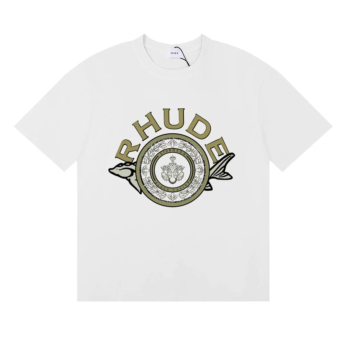 RHUDE Crest & Logo Graphic Print T-Shirt - White