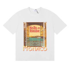 RHUDE "Hotel Di Rhude Monaco" Graphic Print T-Shirt - White