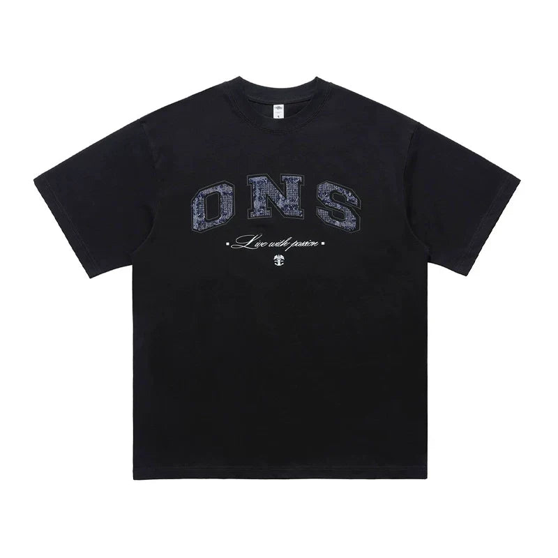 ONSEVENINE "ONS / Live with Passion" Varsity Graphic Tee