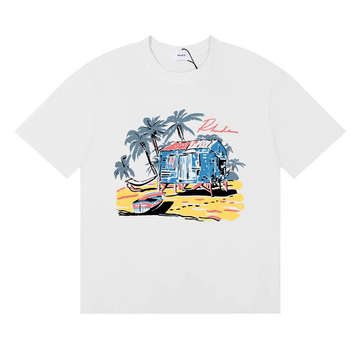 RHUDE Island Graphic Print T-Shirt - White