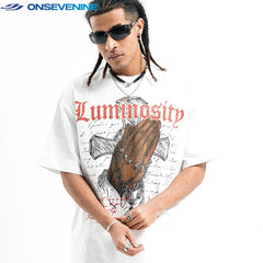 ONSEVENINE "Luminosity" Praying Hands Graphic Tee