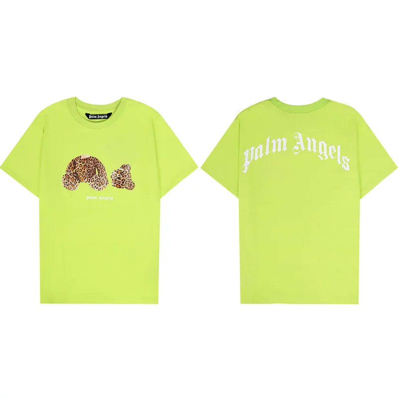 Palm Angels Leopard Print Bear Graphic T-Shirt - Neon Lime