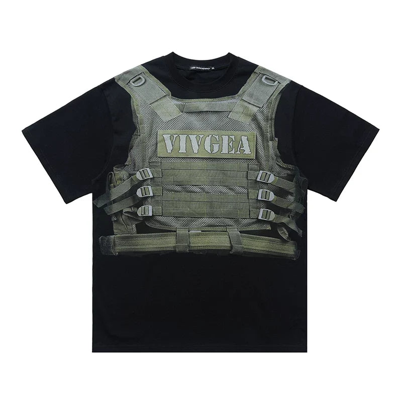 ONSEVENINE "VIVGEA" Tactical Vest Trompe-l'œil Graphic Tee