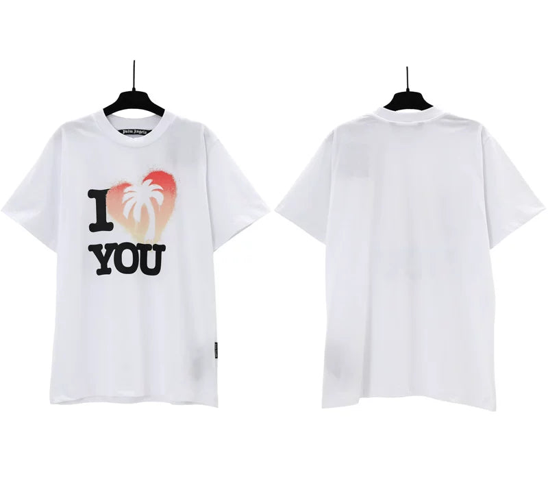 Palm Angels I Love You Palm Tree Heart Graphic T-Shirt - White