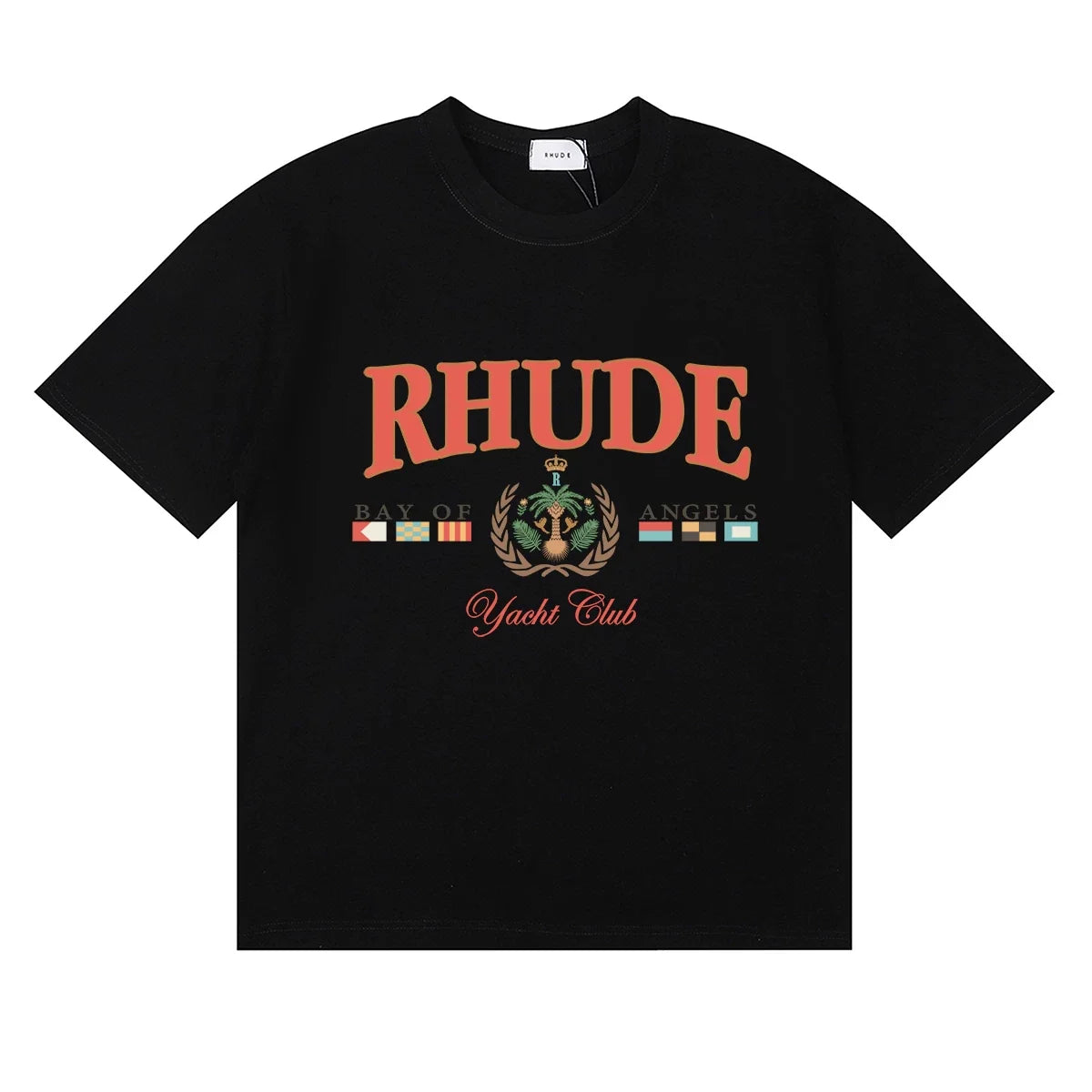 RHUDE "Bay of Angels Yacht Club" Graphic Print T-Shirt - Black