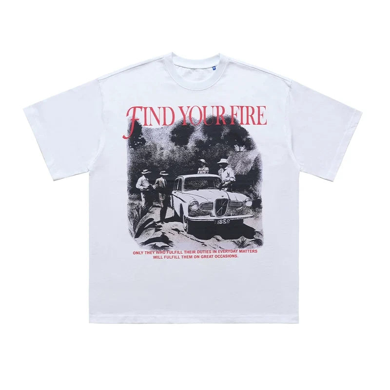 ONSEVENINE "Find Your Fire" Vintage Car Graphic Tee