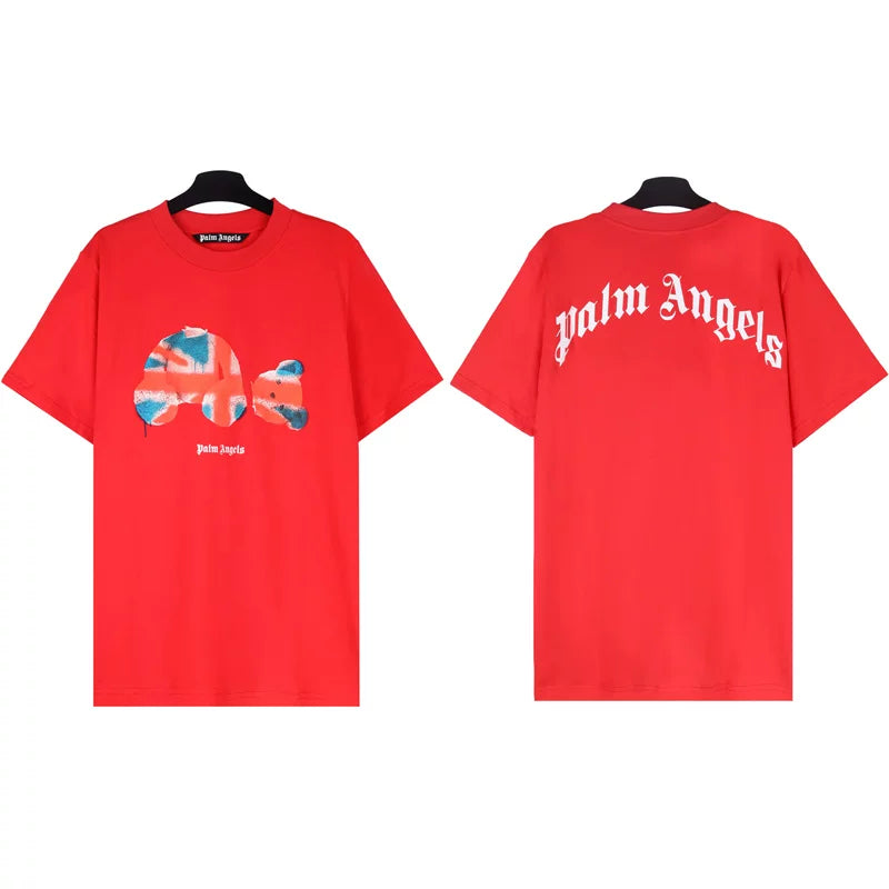 Palm Angels Union Jack Bear Graphic T-Shirt - Red