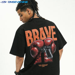 ONSEVENINE "Brave" Boxing Gloves Graphic Tee