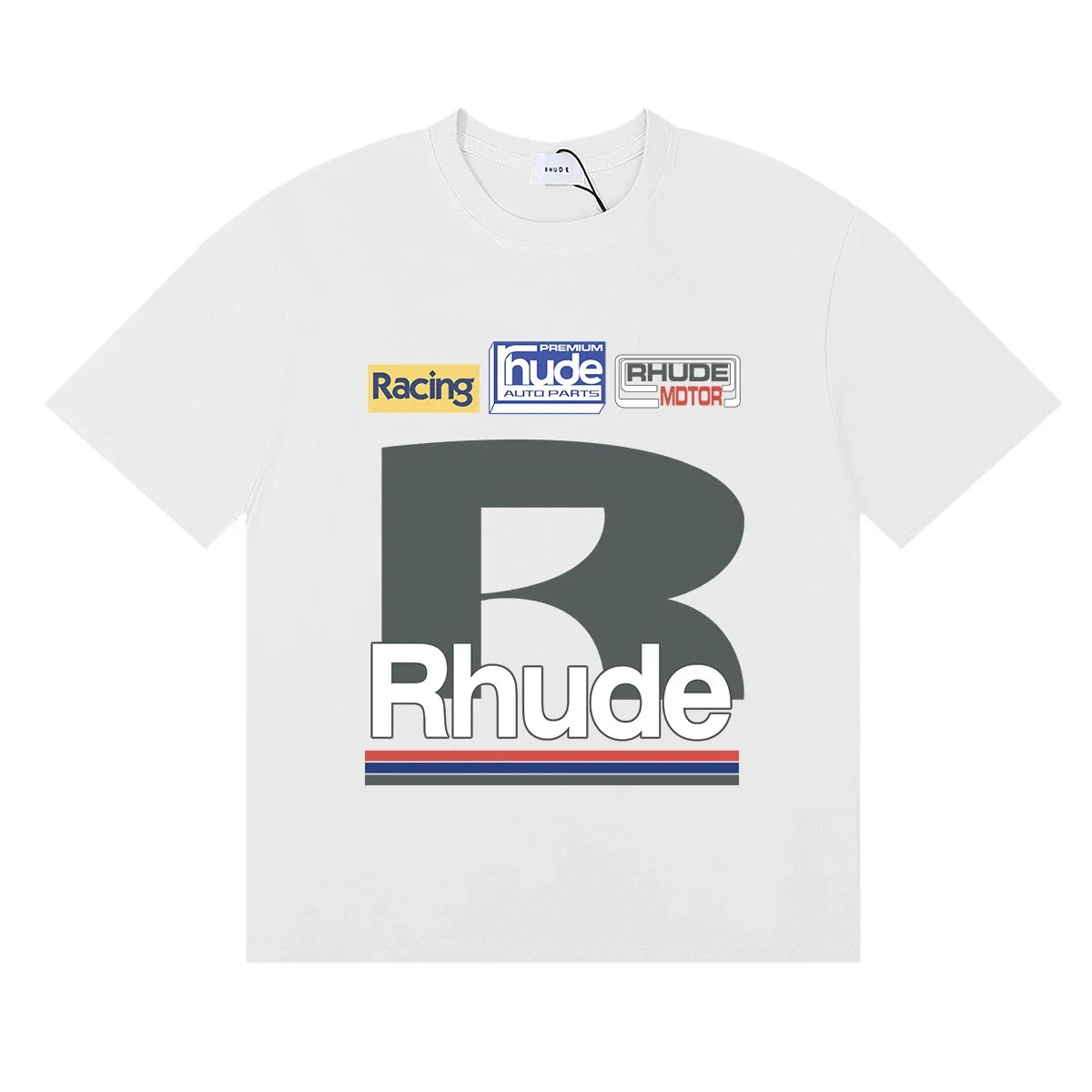 RHUDE Racing Motif Graphic Print T-Shirt - White