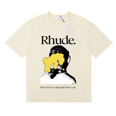 RHUDE "Dear God" Graphic Print T-Shirt - Cream