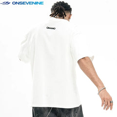 ONSEVENINE Snakeskin-Applique Lettered Black Tee