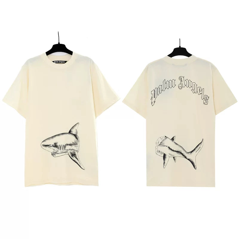 Palm Angels Sketch Shark Graphic T-Shirt - Beige