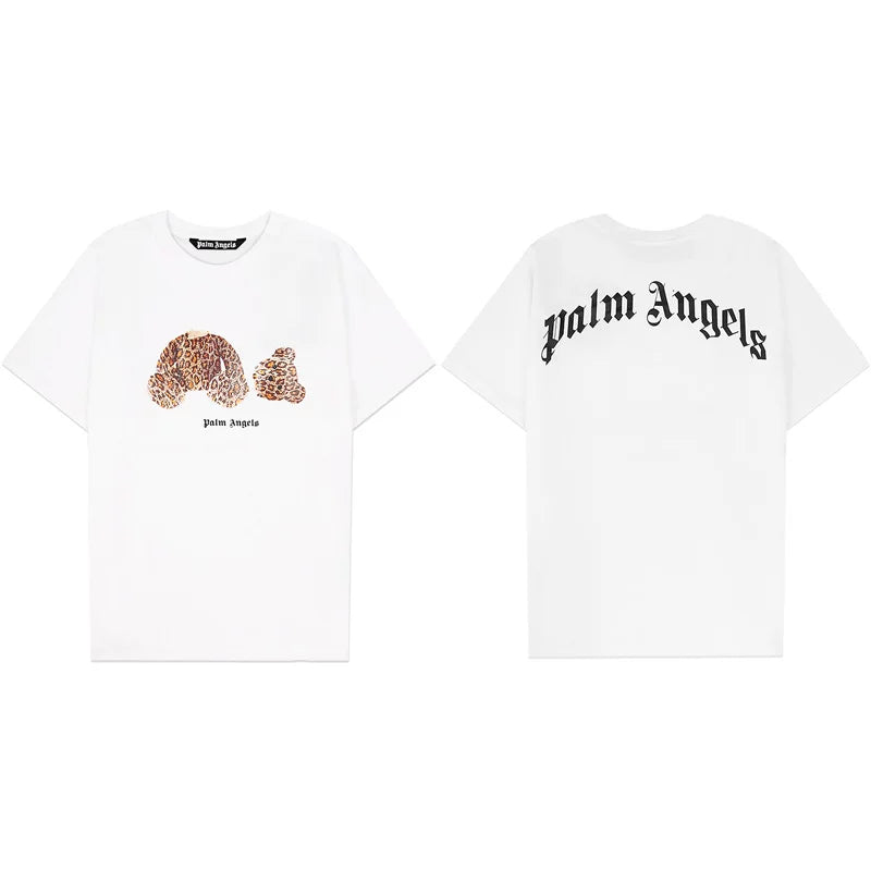 Palm Angels Leopard Print Bear Graphic T-Shirt - White