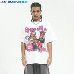 ONSEVENINE "Groove with Us" Cartoon Graphic Tee