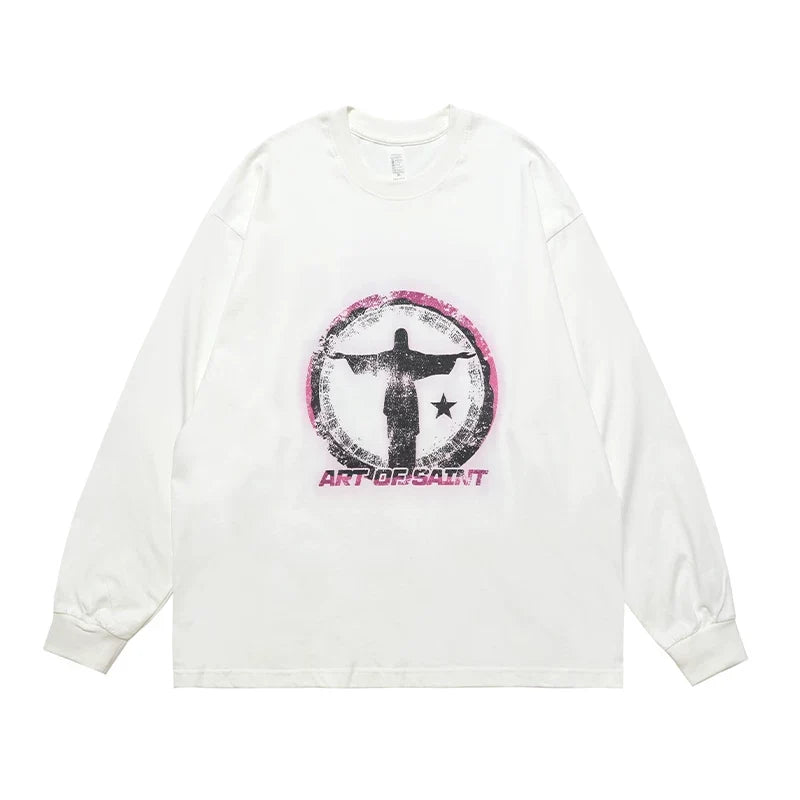 ONSEVENINE Circular Statue Graphic Long-Sleeve Tee
