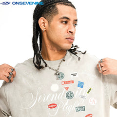 ONSEVENINE "Serendipity Plight" Patchwork Graphic Tee